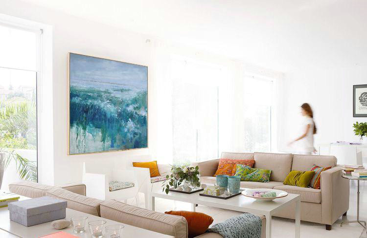 Huge Abstract Painting On Canvas,Oversized Abstract Landscape Oil Painting,Hand Paint Large Art,Blue,Green,Gray.etc
